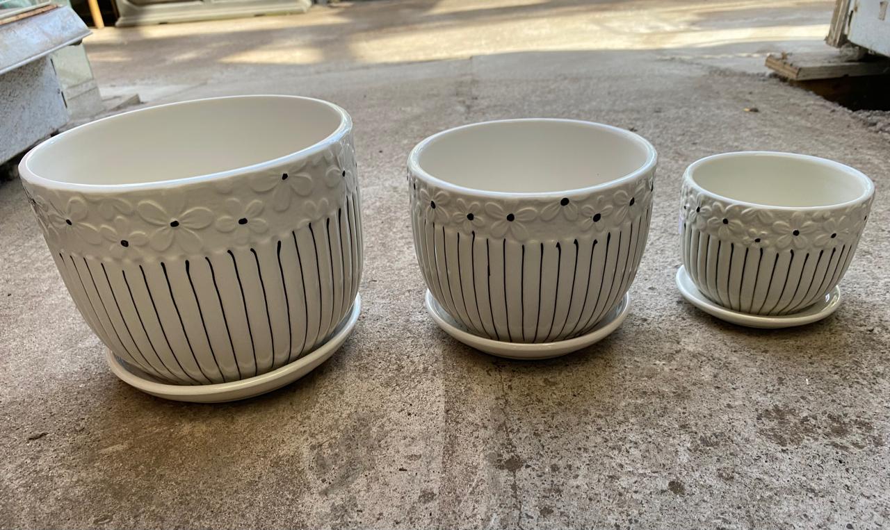 MACETERO CERAMICA FLORES GRANDE
